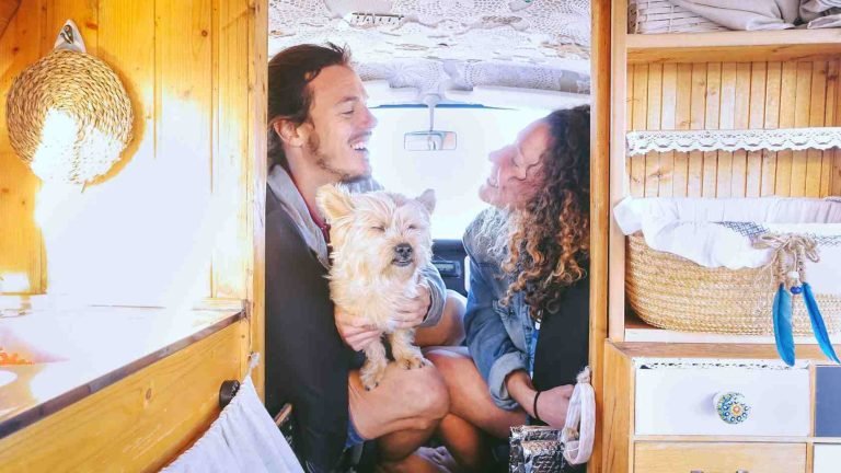 couple with dog
