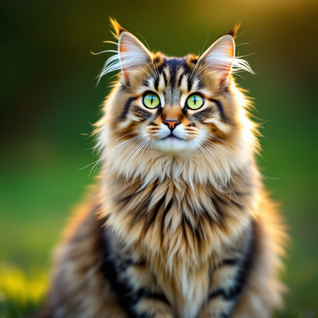 Healthy fluffy tabby cat