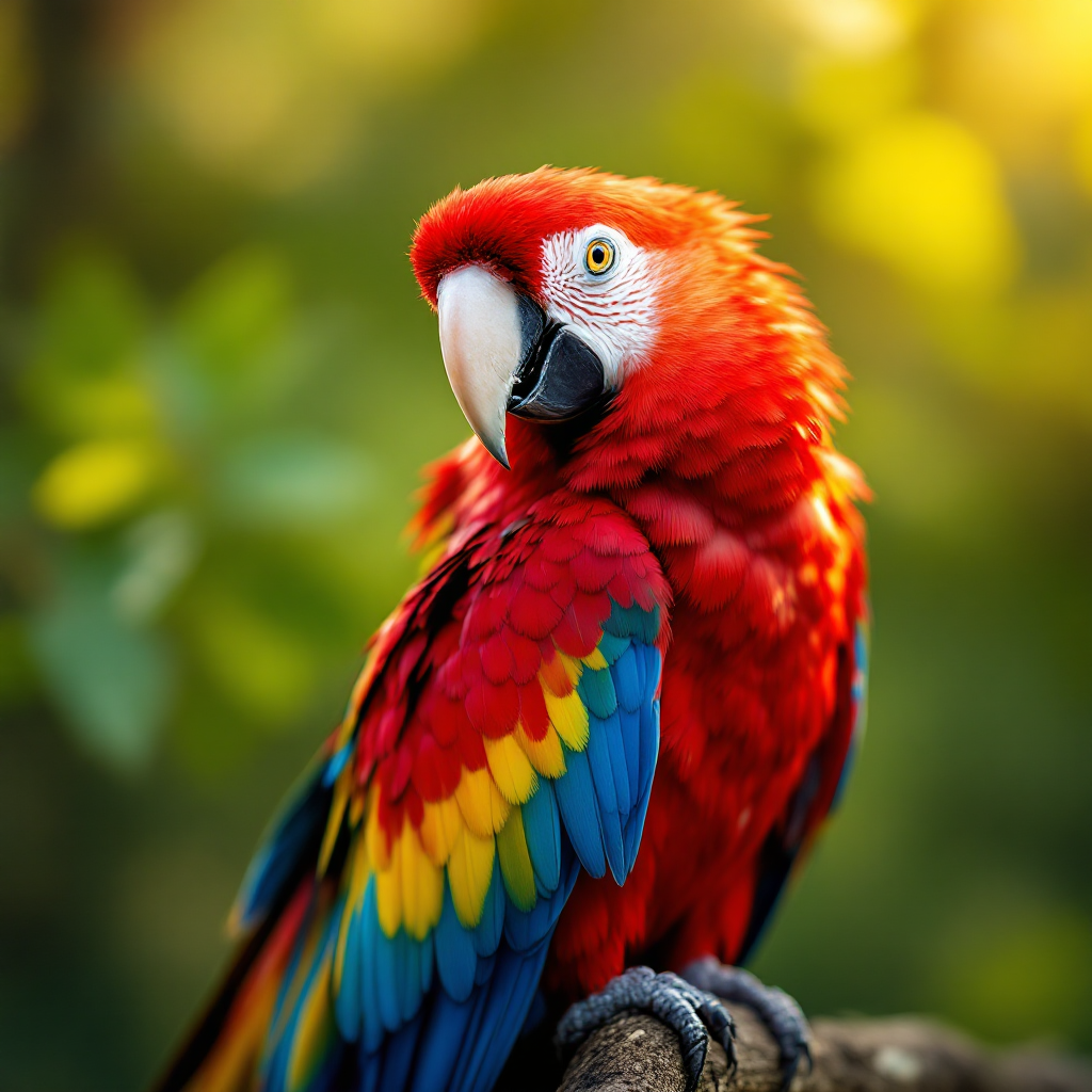 Scarlet macaw parrot exotic pet