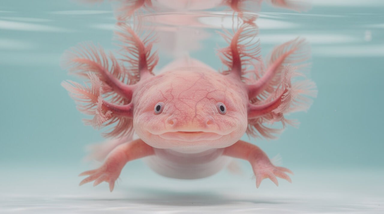 healthy axolotl gills close up
