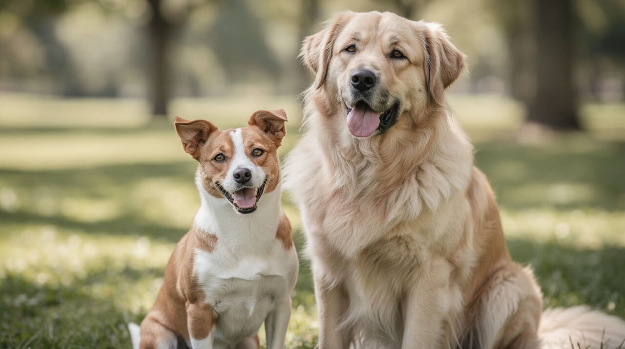small and large dog breeds side by side illustrating portion size differences