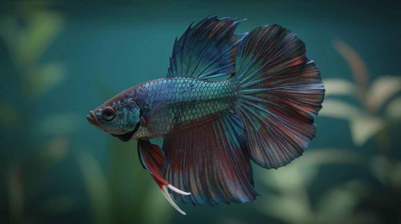 Close-up of a vibrant, healthy betta fish with fully extended fins