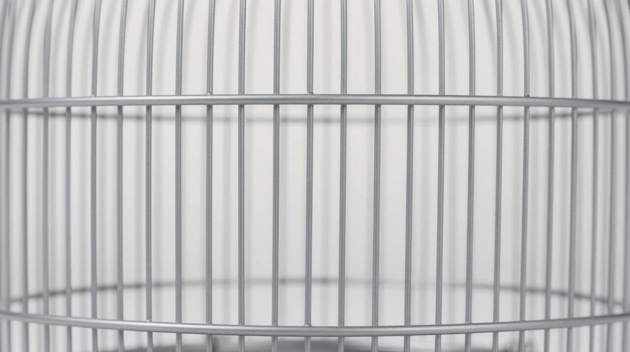 close-up of parrot cage bar spacing
