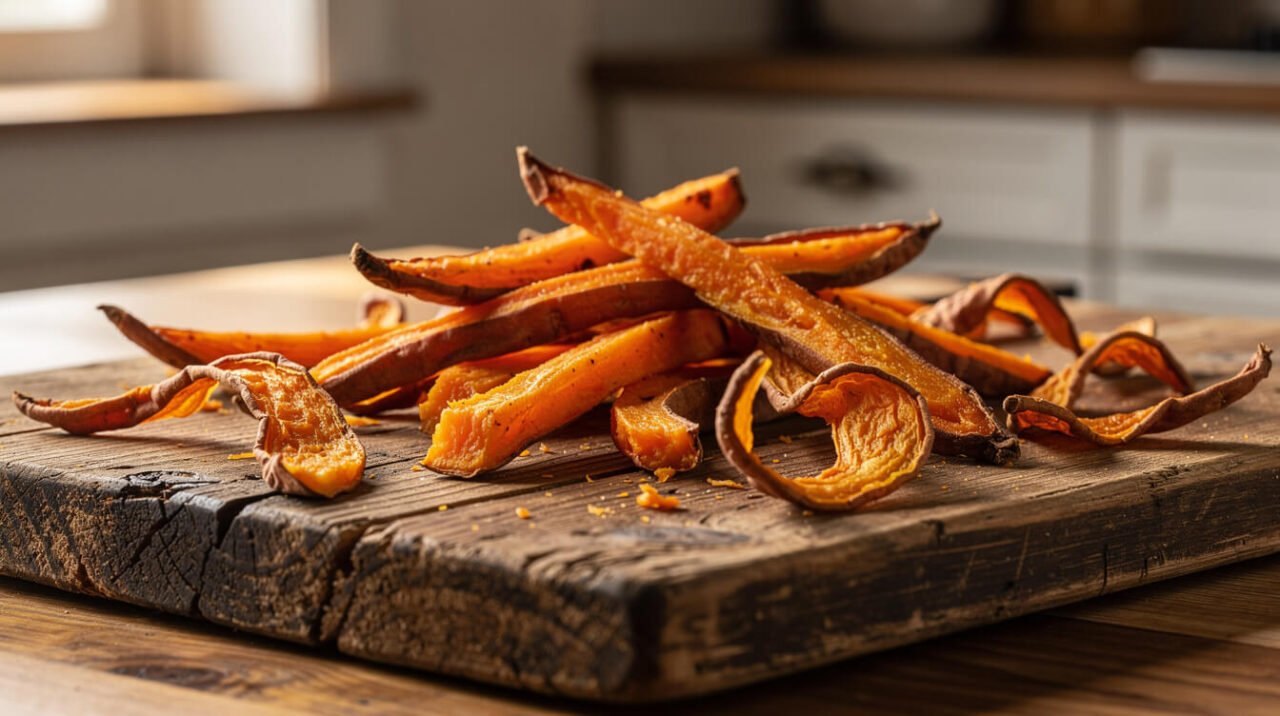 can my dog eat raw sweet potato skins and fries on a cutting board