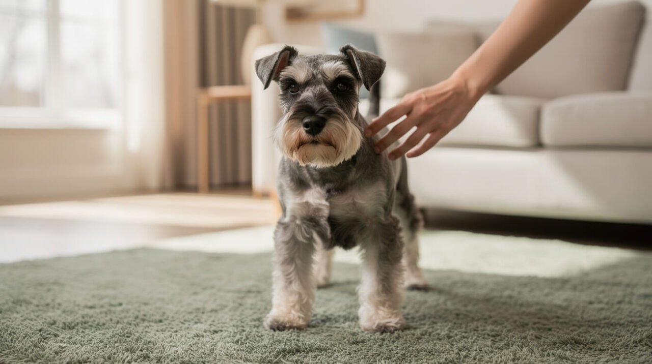A healthy Miniature Schnauzer, a breed over-represented for calcium-oxalate stones